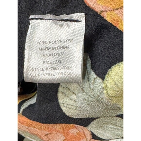 Haute Project Womens 2XL Black Orange Floral  Lace Trim Tie Waist Kimono Coverup - Picture 5 of 6